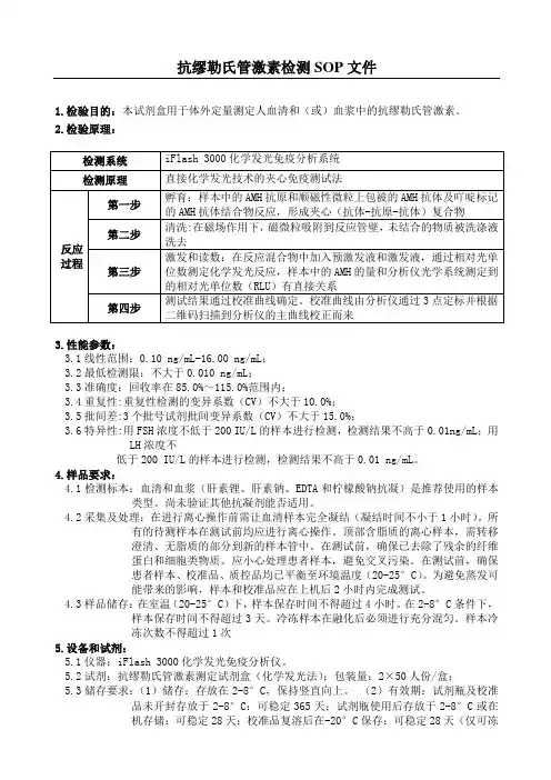 抗缪勒氏管激素检测SOP文件(iFlash3000)