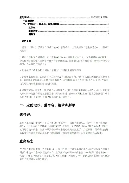 word目录 宏制作