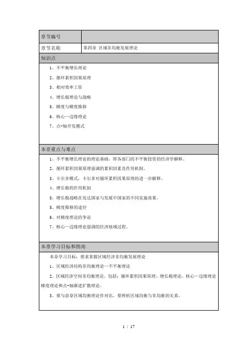 第四章区域非均衡发展理论