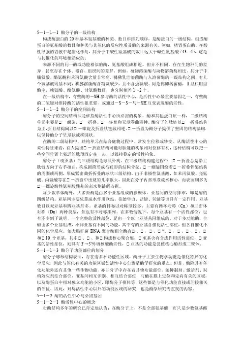 酶分子的一级结构