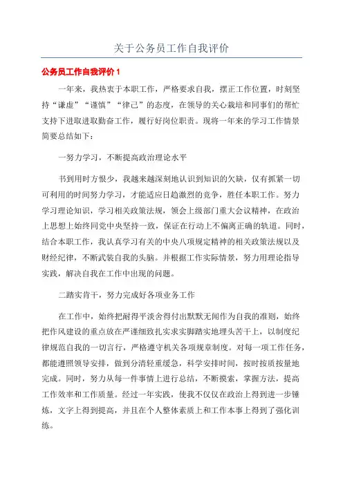 关于公务员工作自我评价
