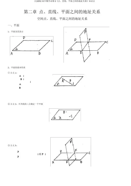 (完整版)高中数学必修2《点、直线、平面之间的位置关系》知识点