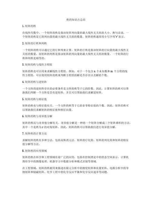 秩的知识点总结