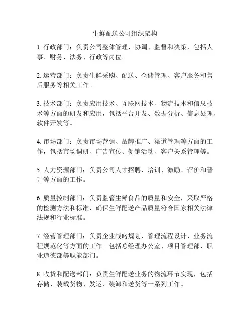 生鲜配送公司组织架构