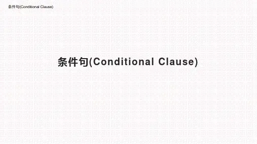 大学英语语法应用教程-条件句(Conditional Clause)
