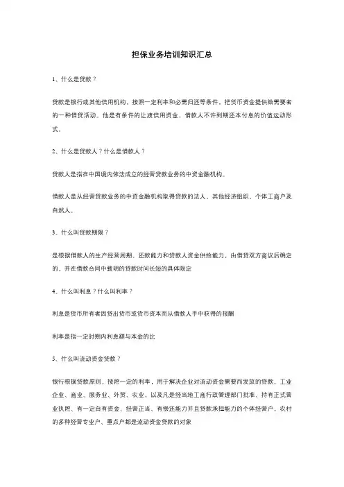 担保业务培训知识总结