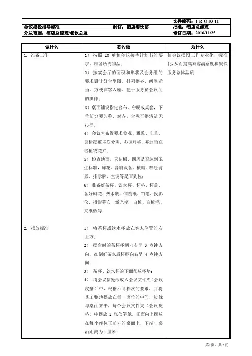 会议摆设指导标准