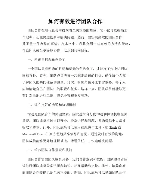 如何有效进行团队合作