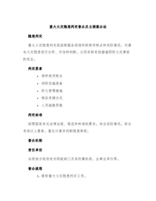 重大火灾隐患判定督办及立销案办法