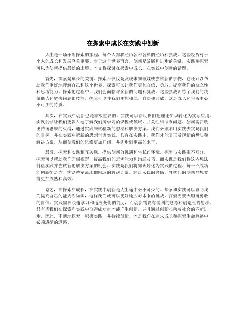 在探索中成长在实践中创新