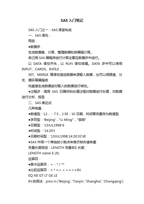 SAS入门笔记