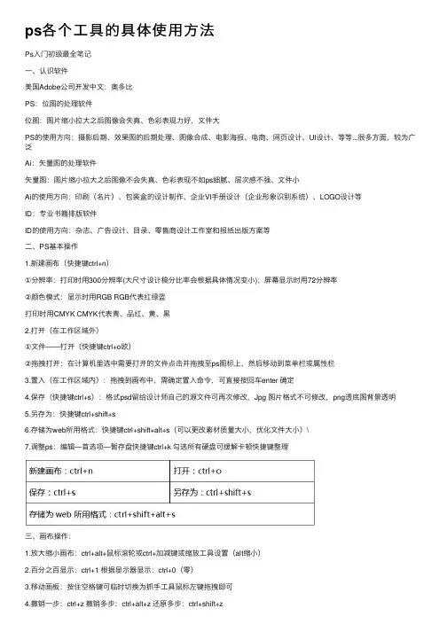 ps各个工具的具体使用方法