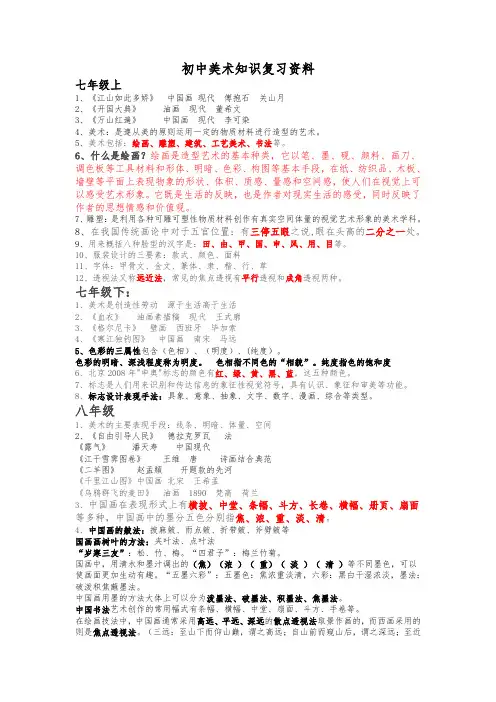 人教版美术测评知识点整理