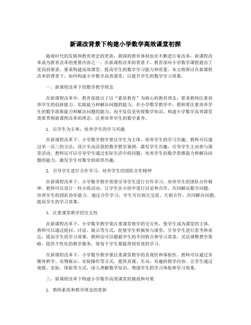 新课改背景下构建小学数学高效课堂初探
