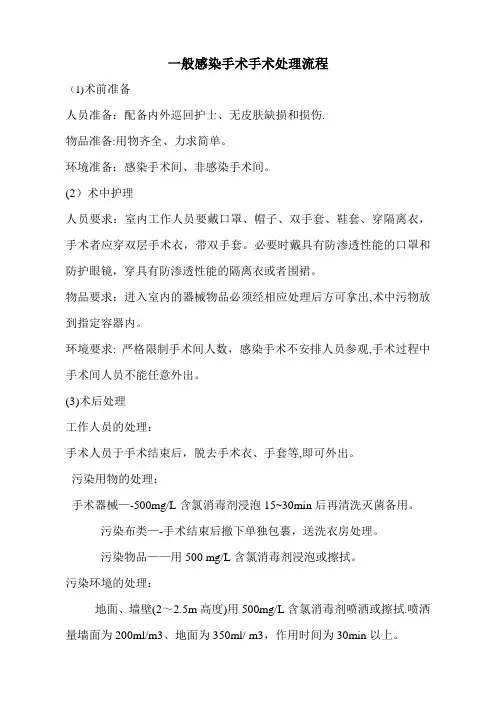 一般感染手术手术处理流程