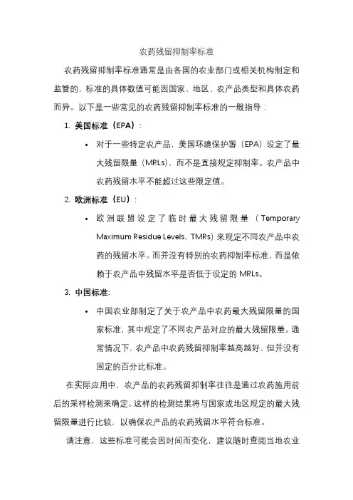 农药残留抑制率标准