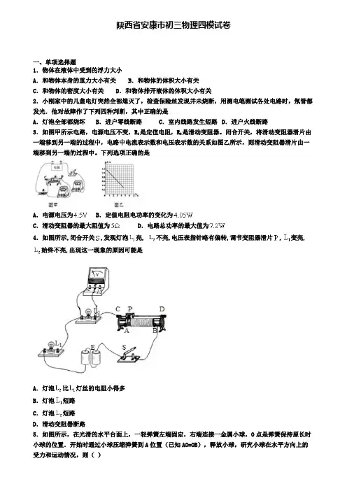 陕西省安康市初三物理四模试卷