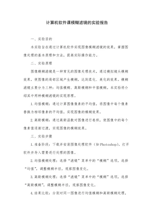 计算机软件课模糊滤镜的实验报告