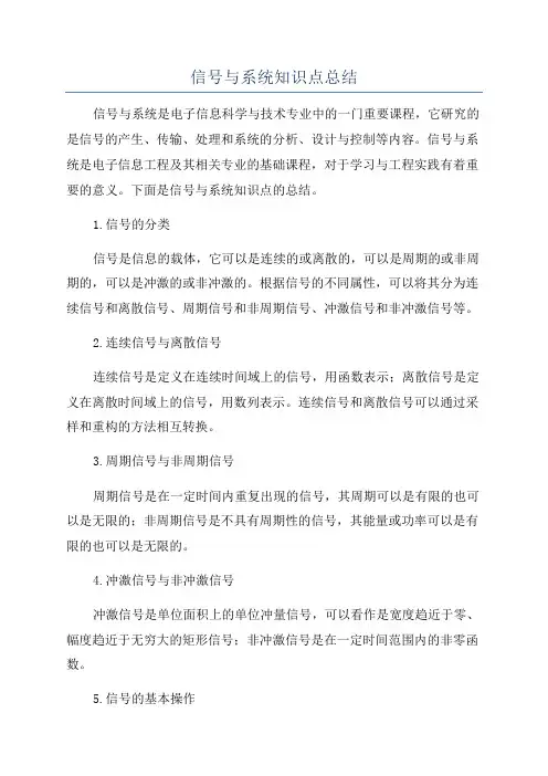 信号与系统知识点总结