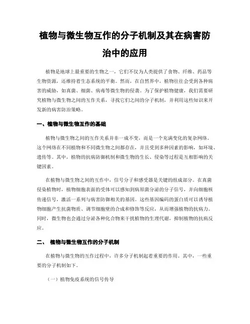 植物与微生物互作的分子机制及其在病害防治中的应用