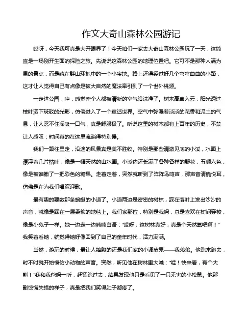 作文大奇山森林公园游记