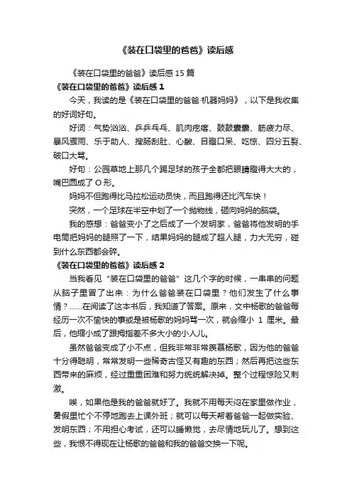 《装在口袋里的爸爸》读后感