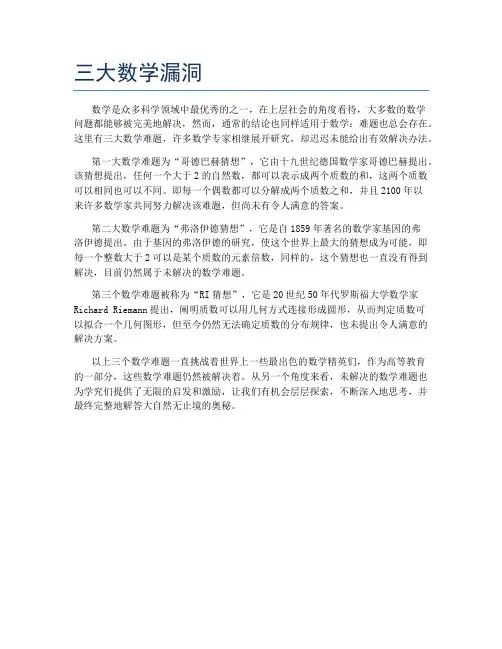 三大数学漏洞