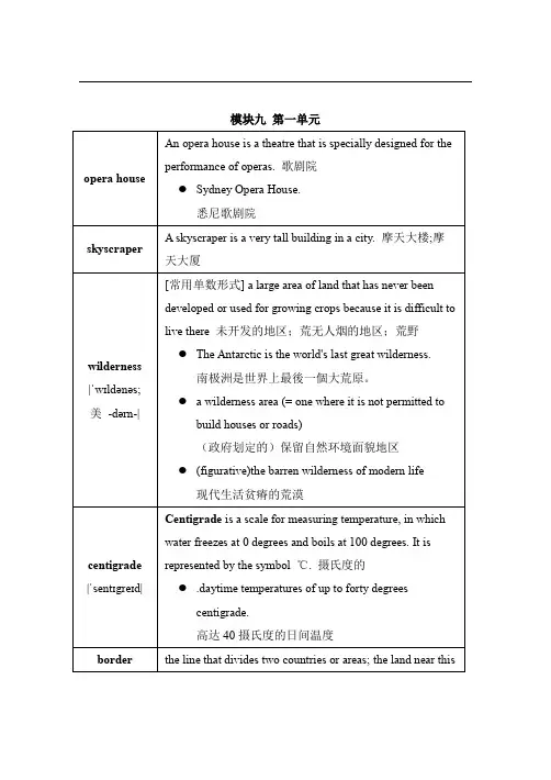 高三M9U1单词非常讲解与练习(江苏牛津)