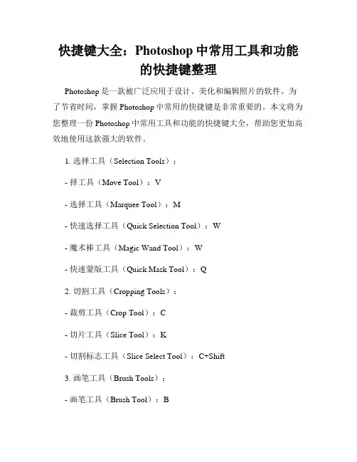 快捷键大全 Photoshop中常用工具和功能的快捷键整理