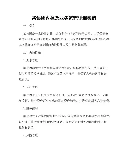 某集团内控及业务流程详细案例
