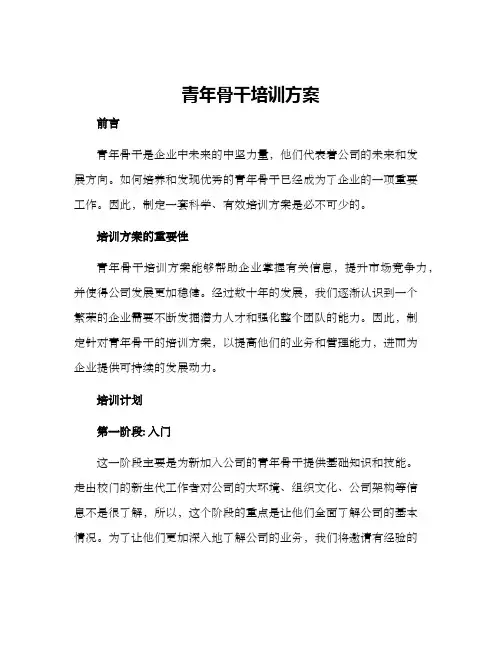 青年骨干培训方案