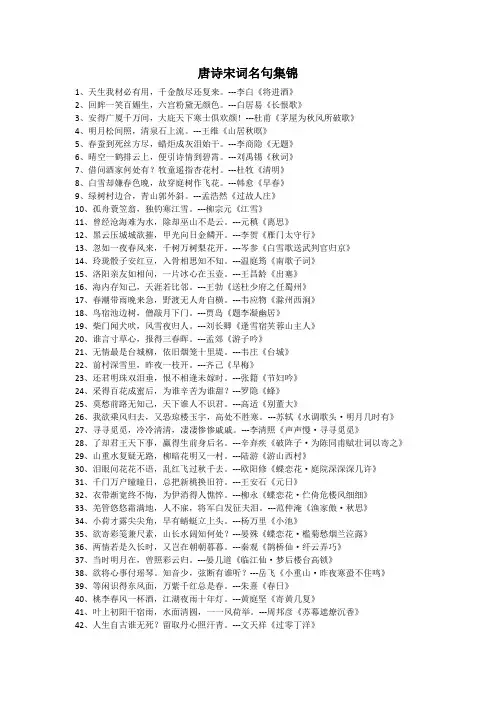 唐诗宋词名句集锦