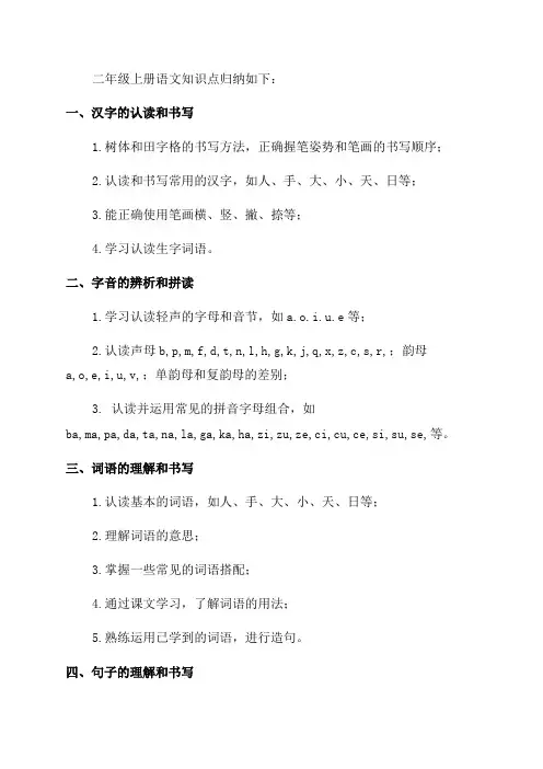 部编版二年级上册语文知识点归纳