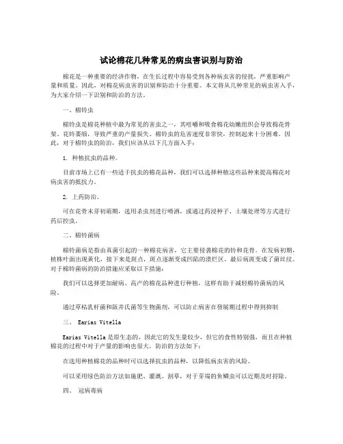 试论棉花几种常见的病虫害识别与防治