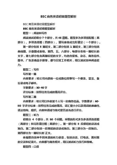 BEC商务英语初级题型解析