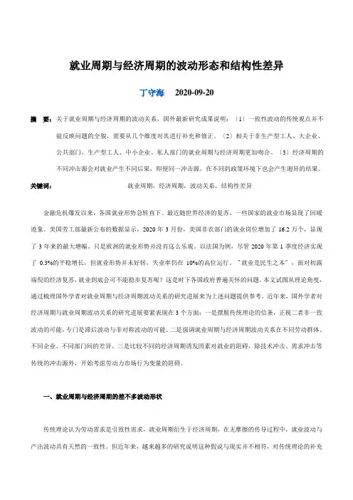 就业周期与经济周期的波动形态和结构性差异