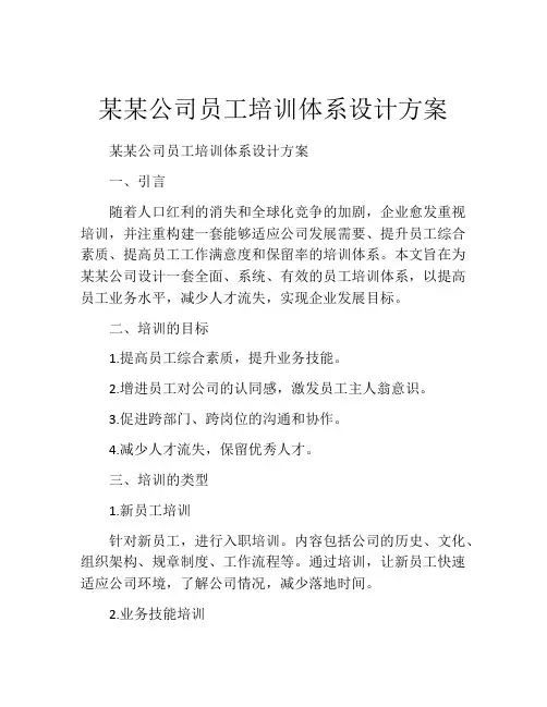 某某公司员工培训体系设计方案