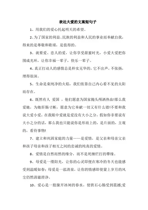 表达大爱的文案短句子