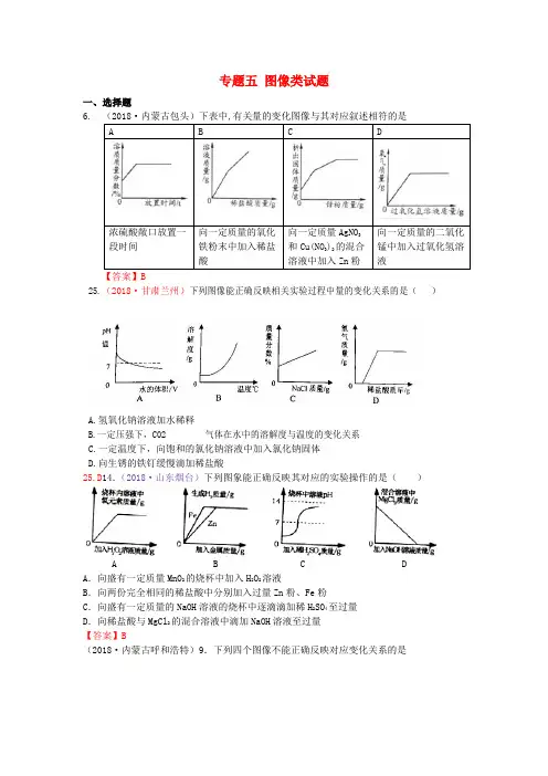 2018年中考化学真题分类汇编 专题五 图像类试题