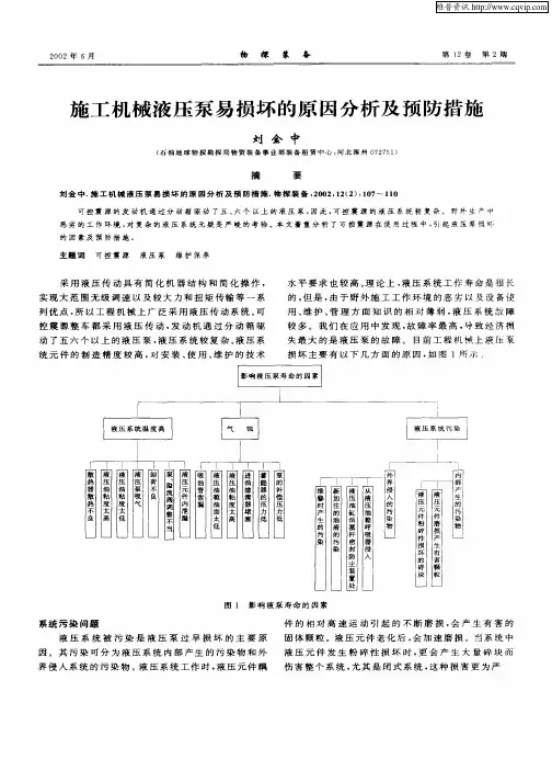 施工机械液压泵易损坏的原因分析及预防措施