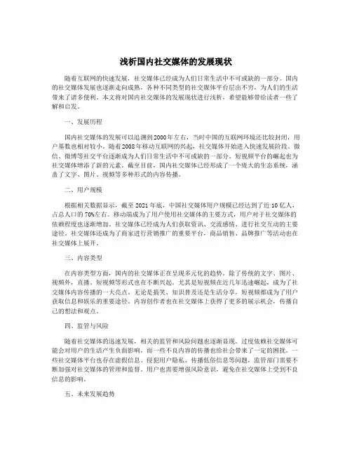 浅析国内社交媒体的发展现状