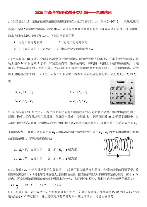 2020高考物理 电磁感应试题分类汇编 新人教版 精品