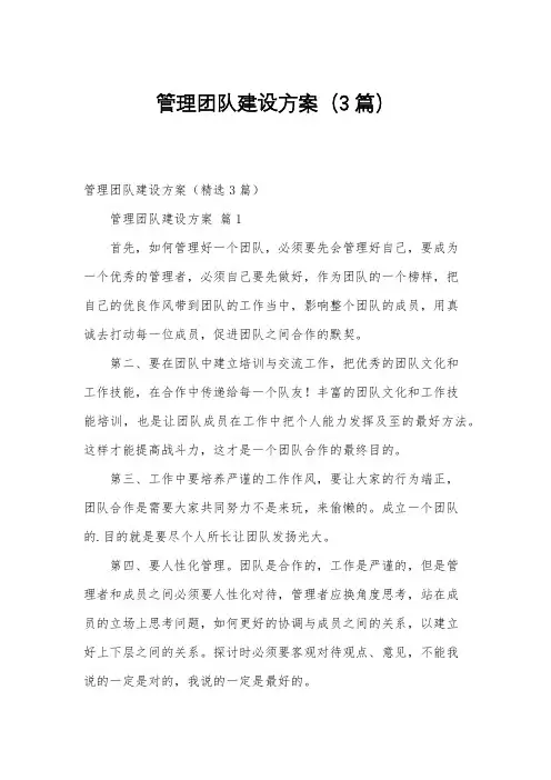 管理团队建设方案(3篇)