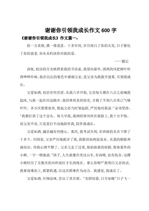 谢谢你引领我成长作文600字