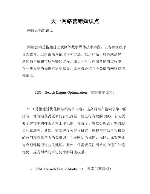 大一网络营销知识点