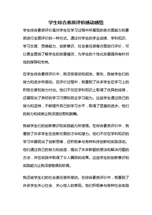 学生综合素质评价感动感悟