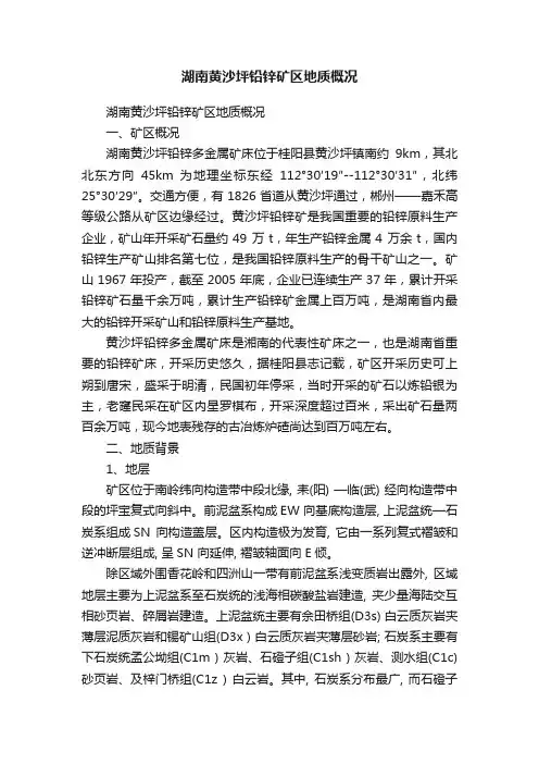 湖南黄沙坪铅锌矿区地质概况