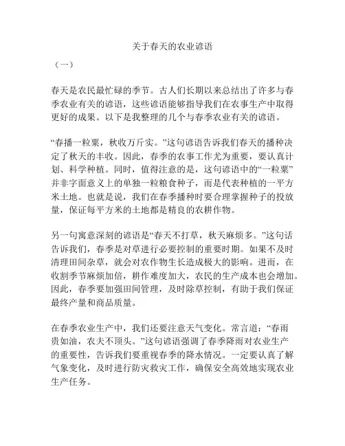 关于春天的农业谚语
