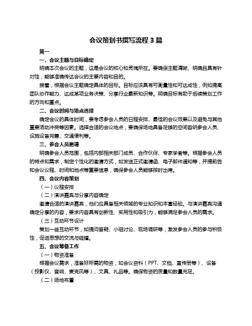 会议策划书撰写流程3篇