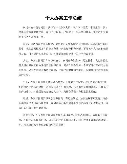 个人办案工作总结